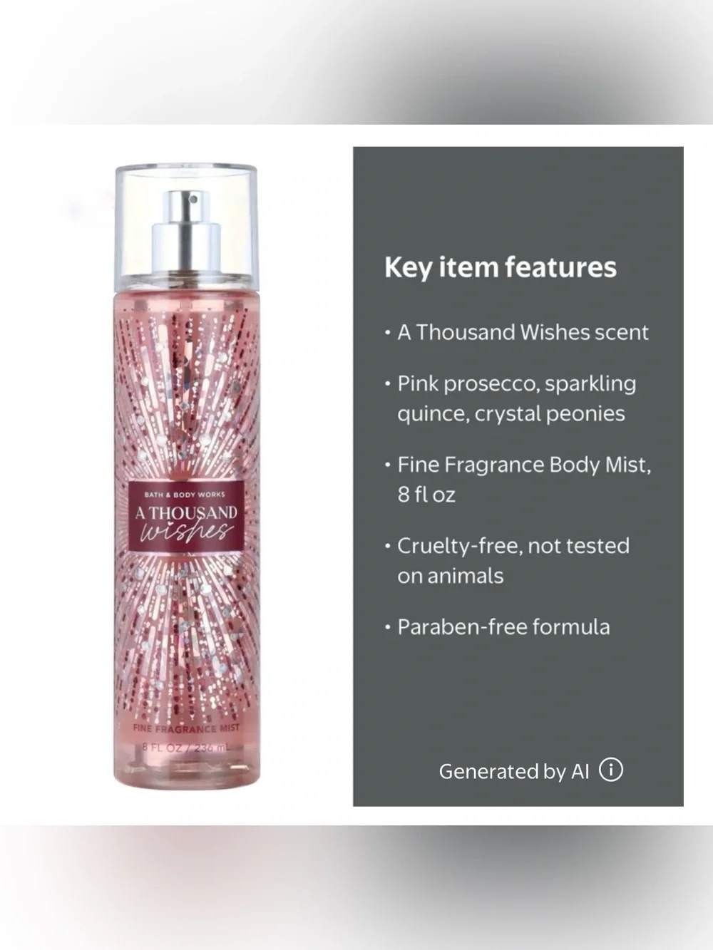 Bath & Body Works A Thousand Wishes Fine Fragrance Mist | 8 fl. oz. | NEW SEALED
